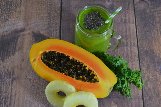 Tropical Papaya Pineapple Kale Green Smoothie Recipe