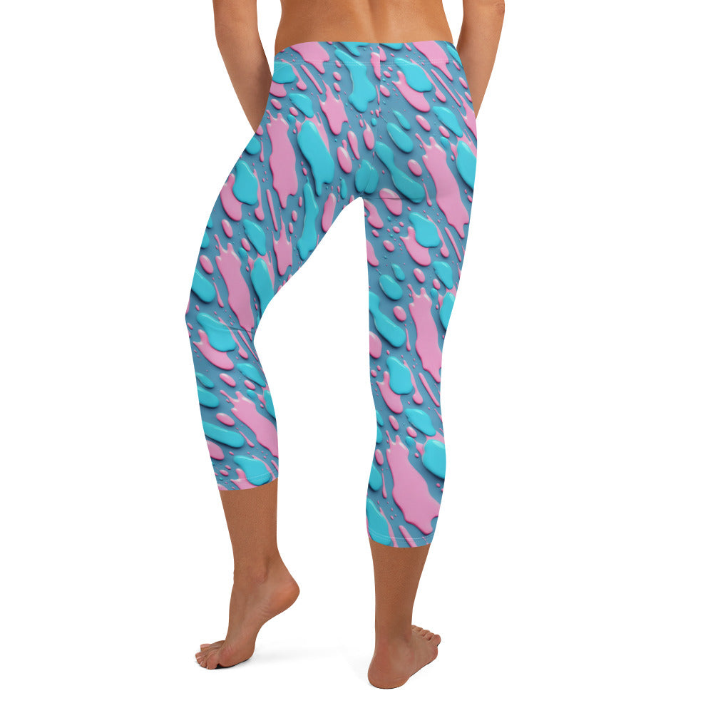 Pestle and Pink Color Splash Capri Leggings