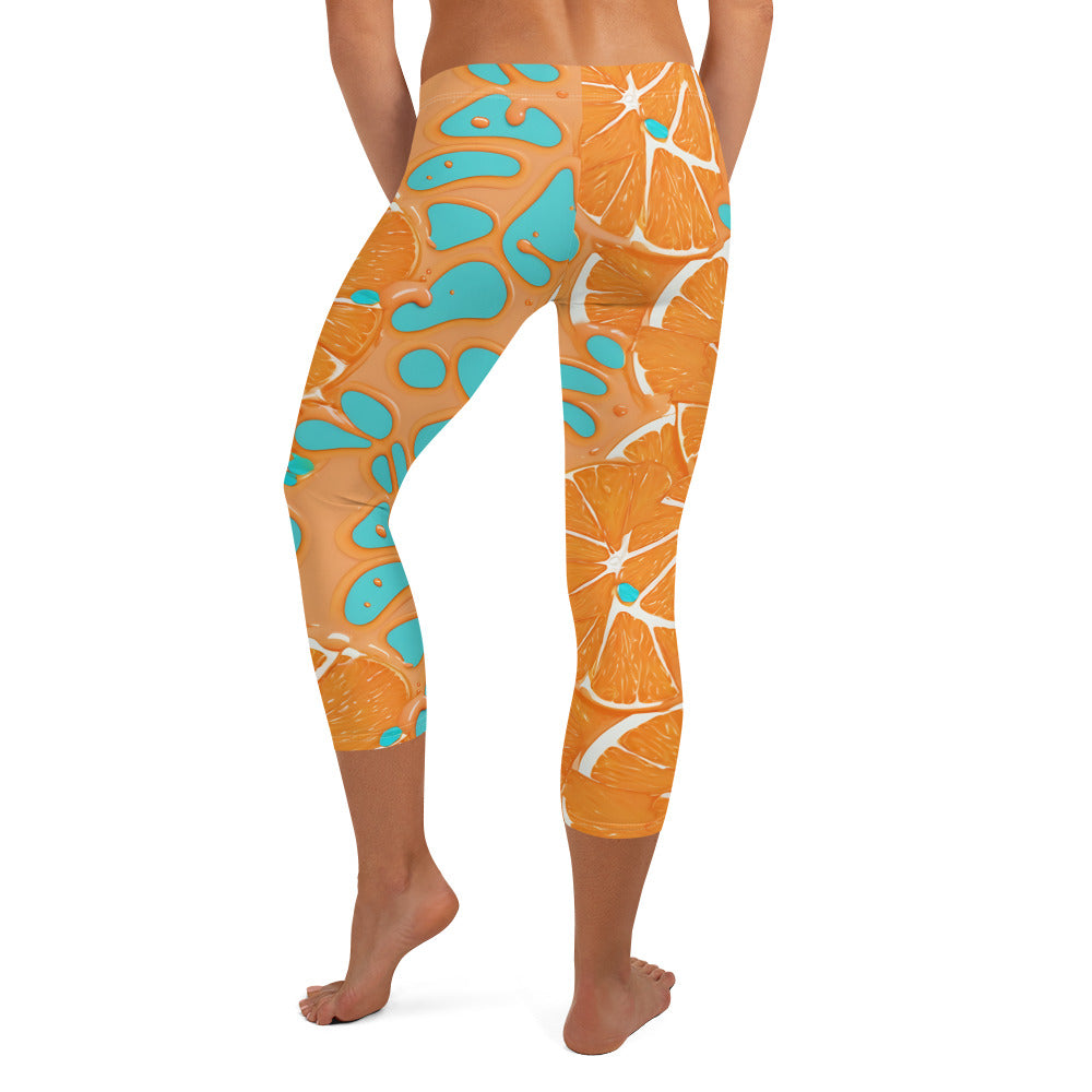 Orange Splash Capri Leggings