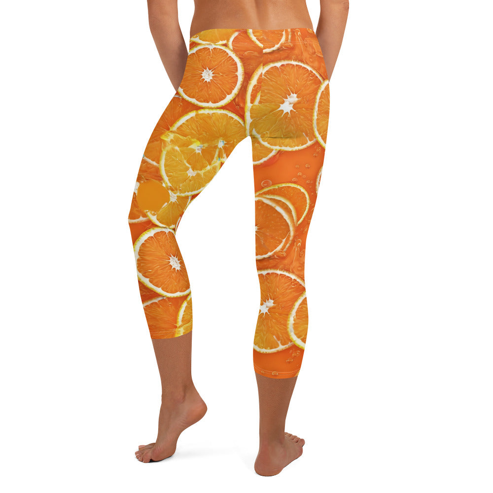 Orange Slices Tropical Vibes Capri Leggings