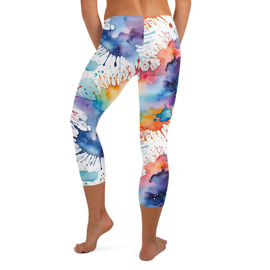 Water Color Splash Capri Leggings