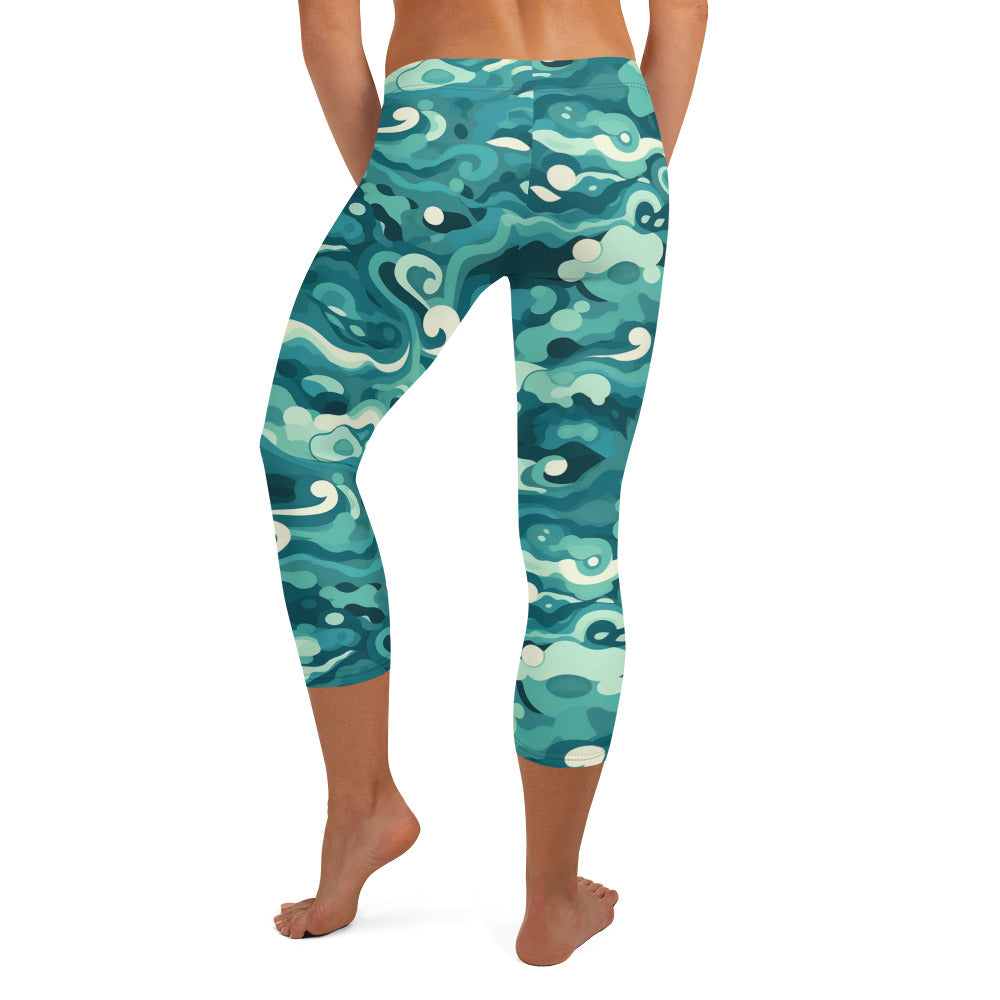 Ocean Waves Capri Leggings