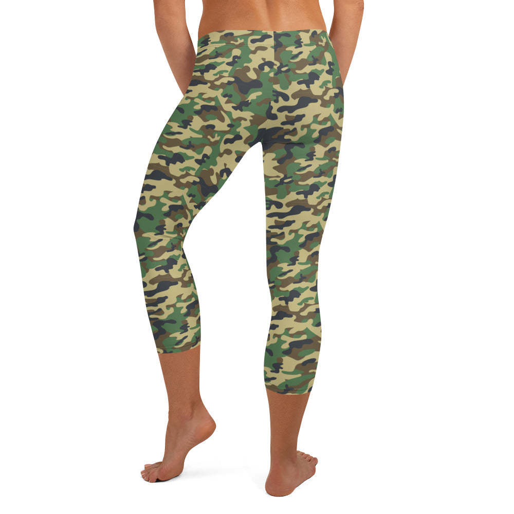 Classic Green Camo Capri Leggings