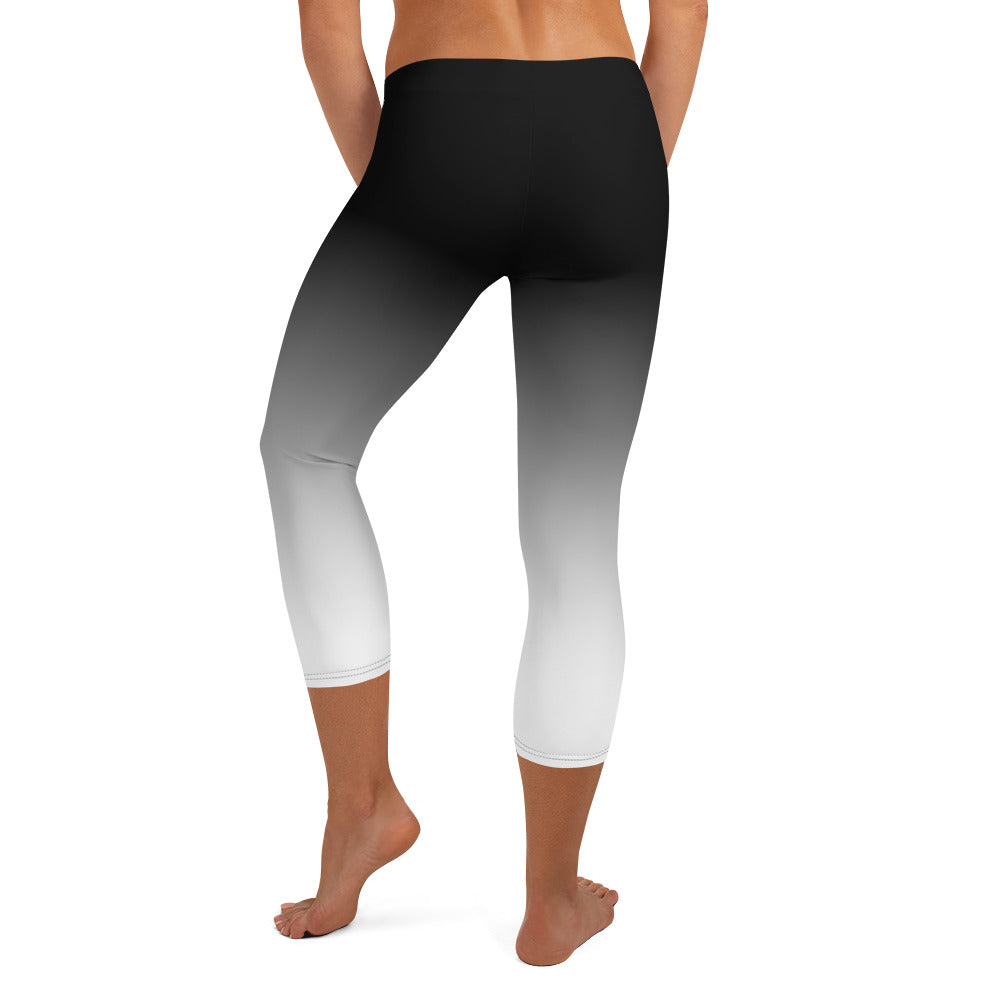 Ombre Black to White Capri Leggings