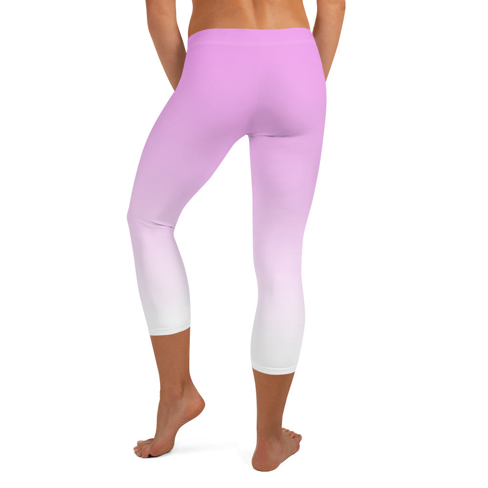 Ombre Pink to White Capri Leggings