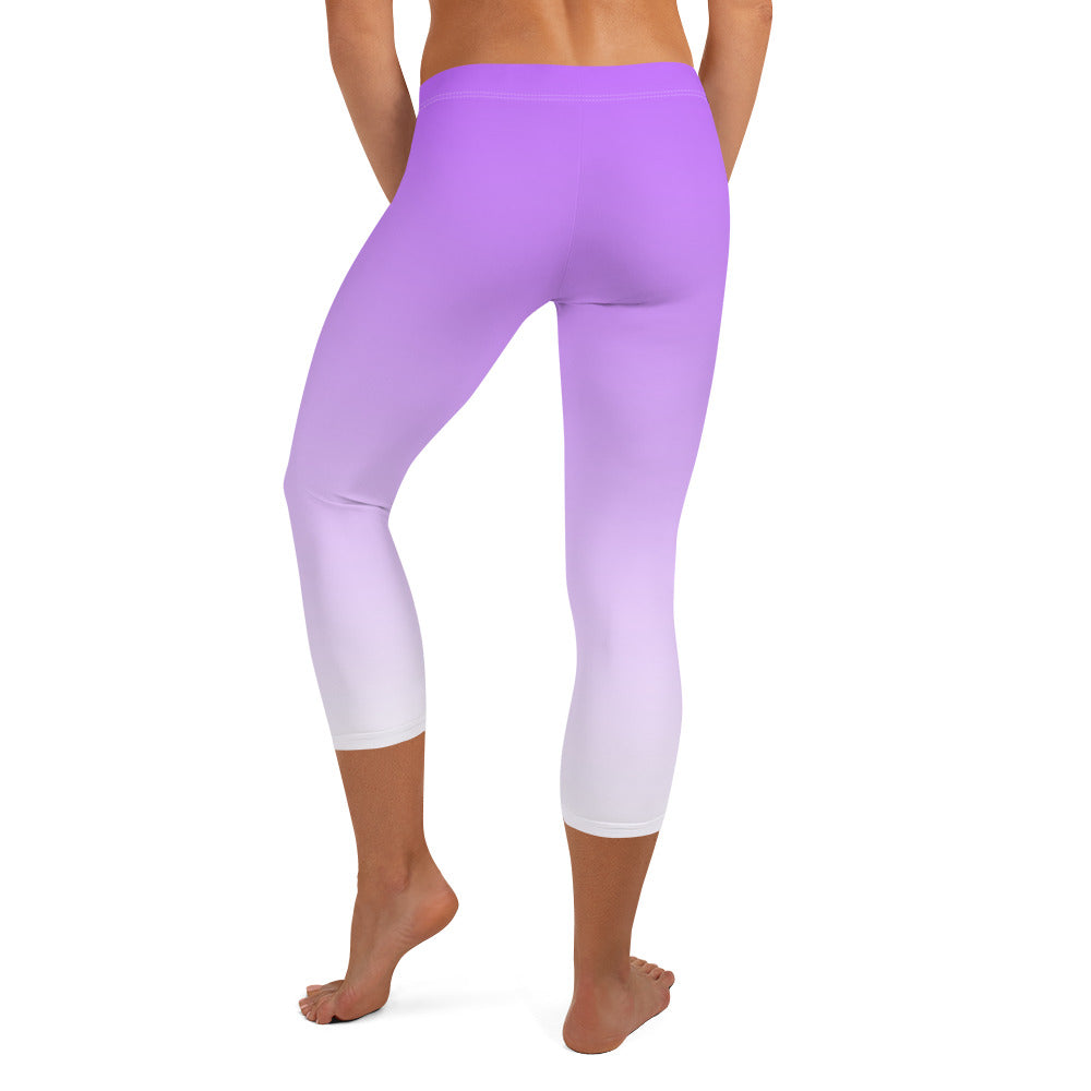 Ombre Purple to White Capri Leggings