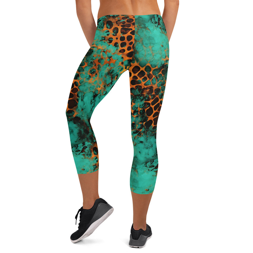 Rustic Leopard Print Capri Leggings