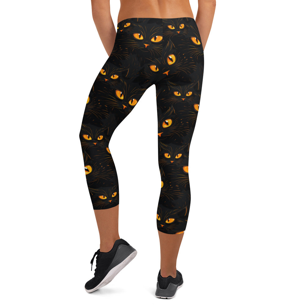 Spooky Cat Eyes Capri Leggings