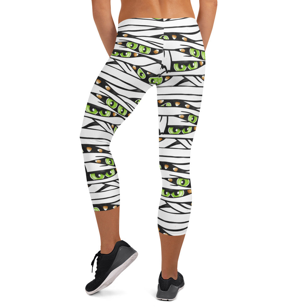 Spooky Eyes Mummy Capri Leggings