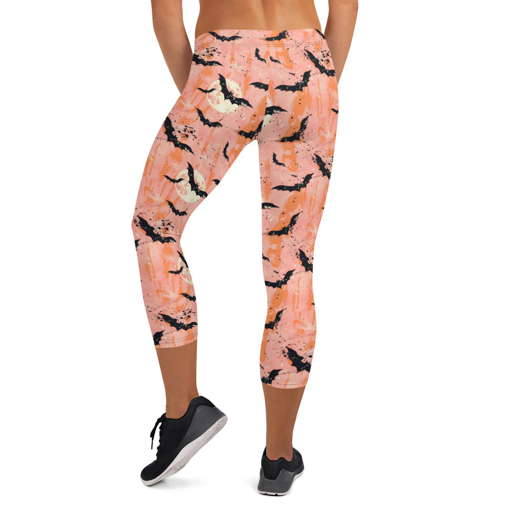 Spooky Bats Halloween Capri Leggings