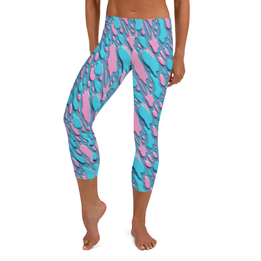 Pestle and Pink Color Splash Capri Leggings