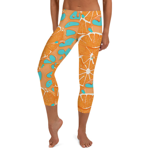 Orange Splash Capri Leggings