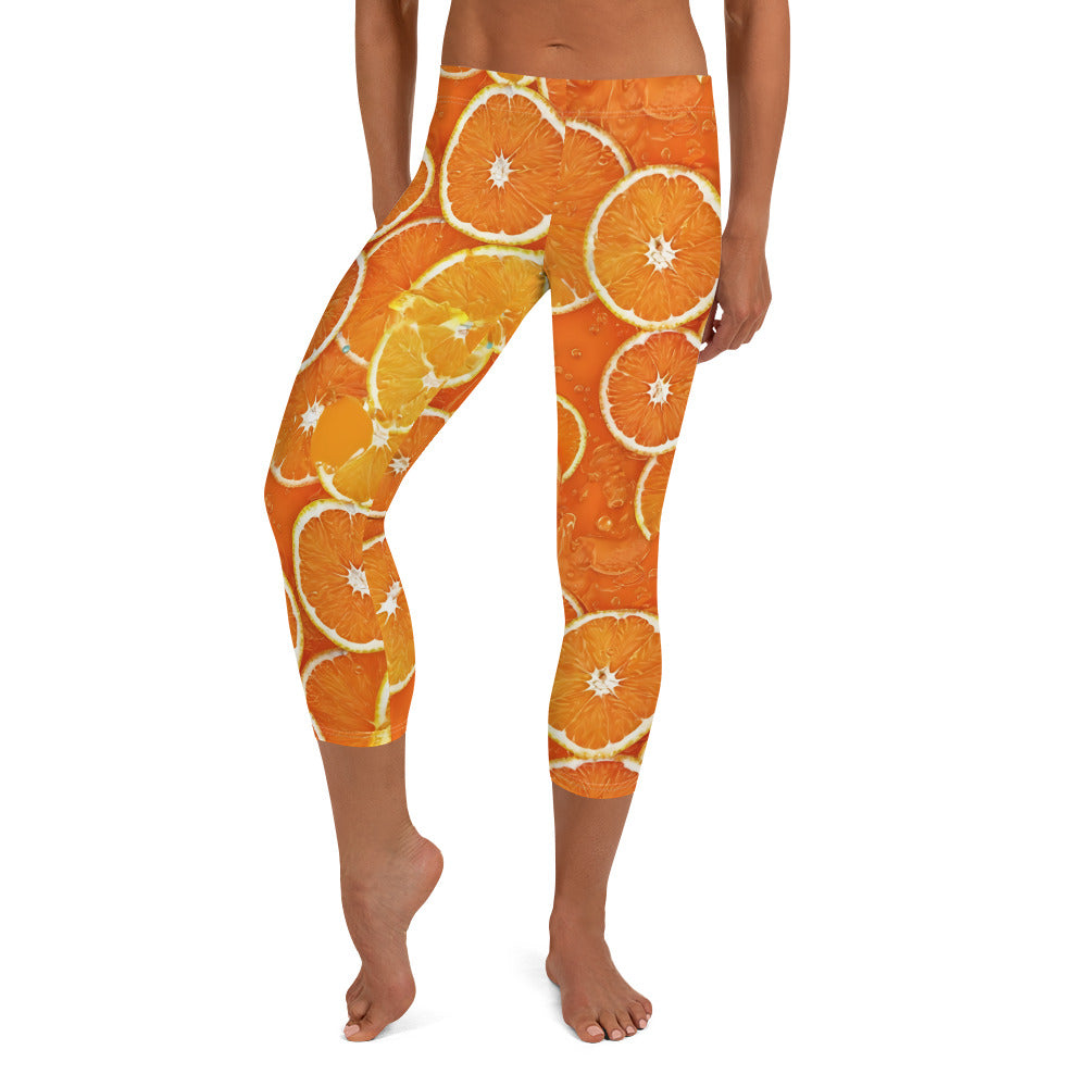 Orange Slices Tropical Vibes Capri Leggings