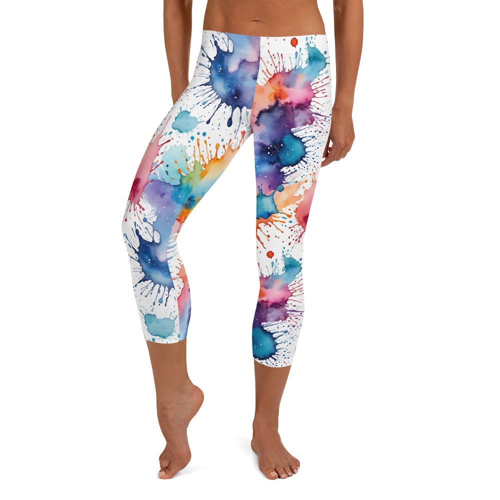 Water Color Splash Capri Leggings