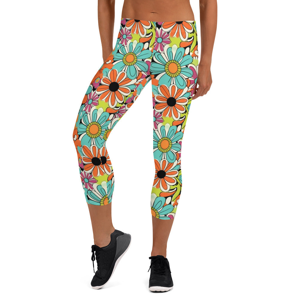 Spring Flower Vibes Capri Leggings