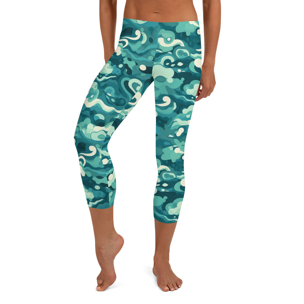 Ocean Waves Capri Leggings