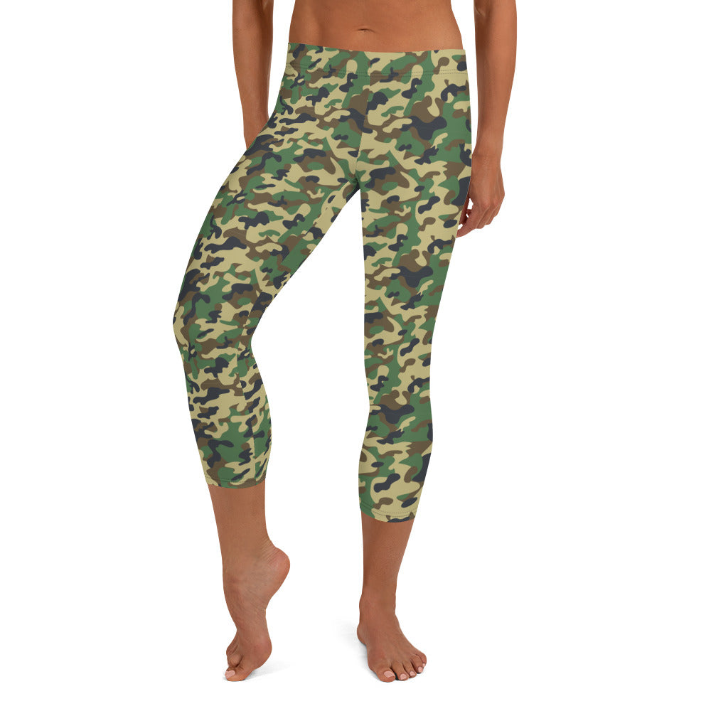 Classic Green Camo Capri Leggings