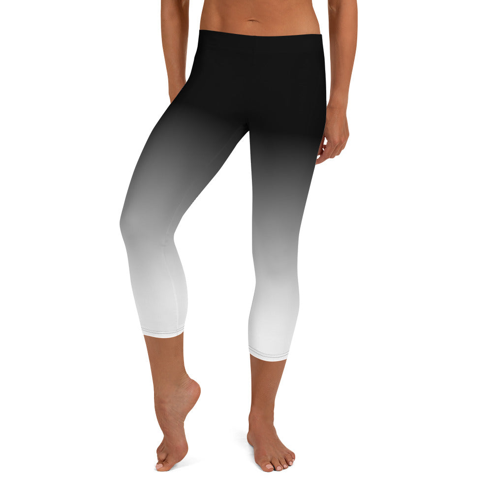 Ombre Black to White Capri Leggings