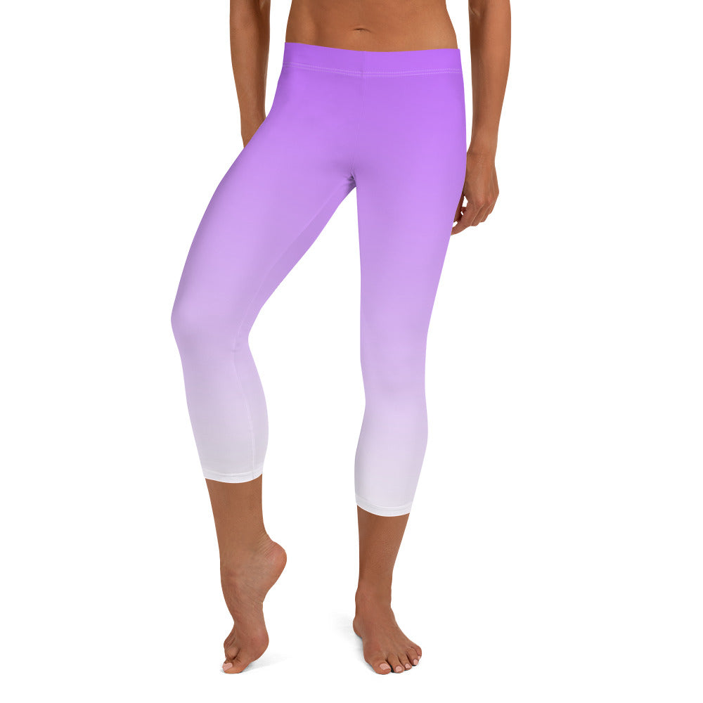 Ombre Purple to White Capri Leggings