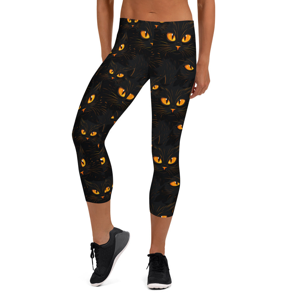 Spooky Cat Eyes Capri Leggings