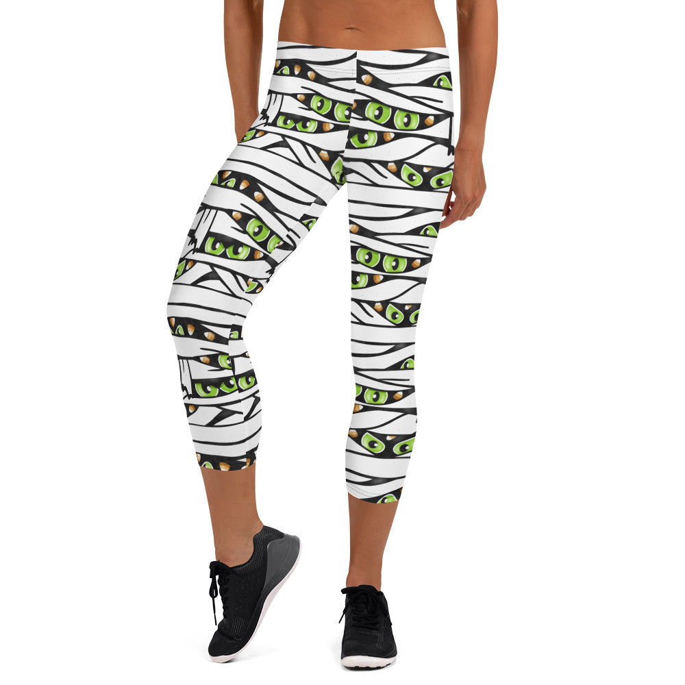 Spooky Eyes Mummy Capri Leggings