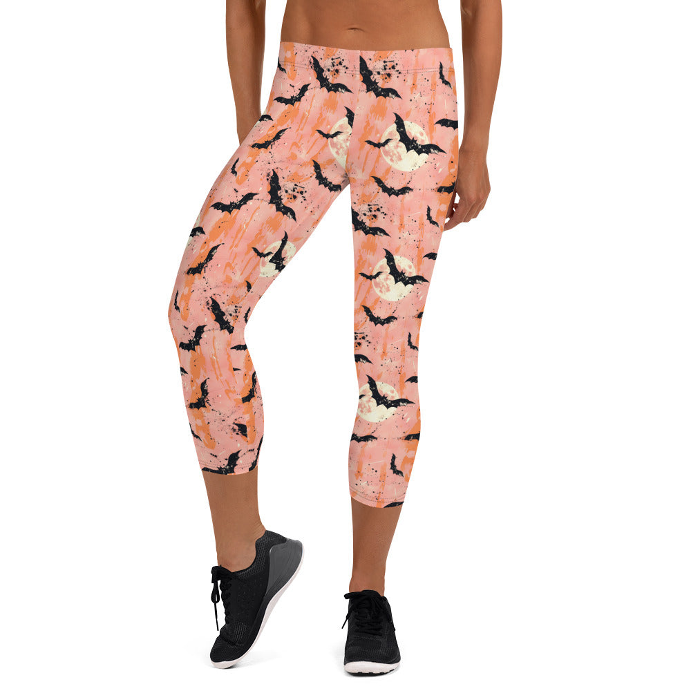 Spooky Bats Halloween Capri Leggings