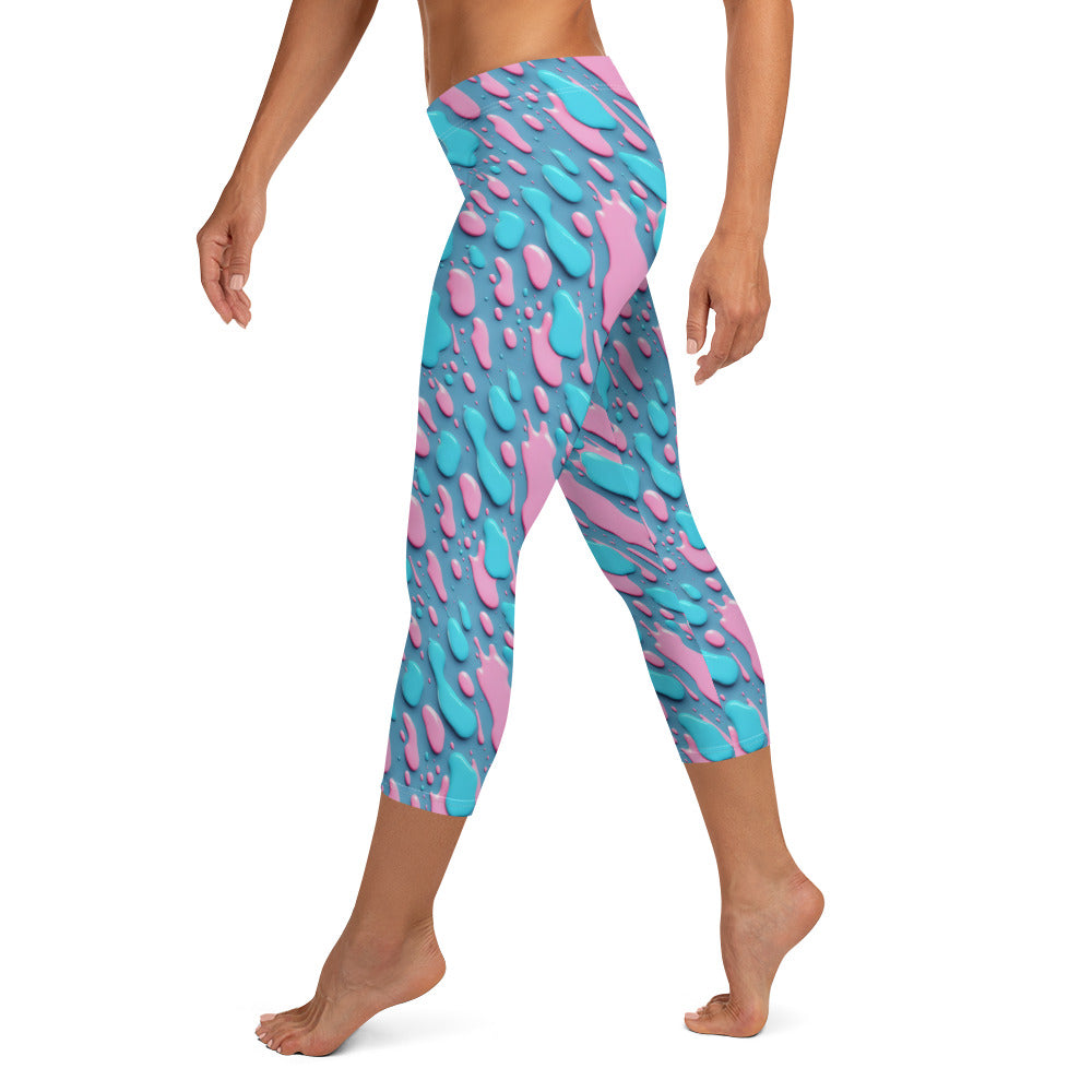 Pestle and Pink Color Splash Capri Leggings