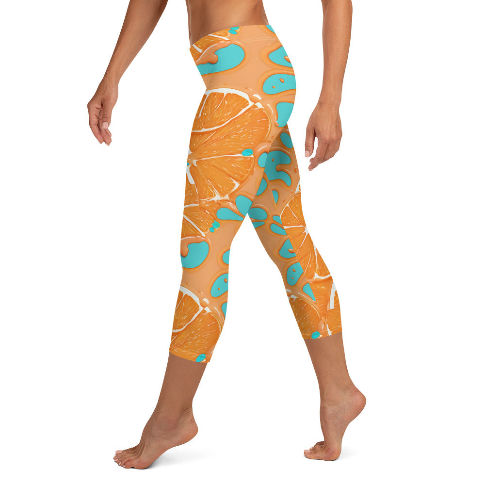 Orange Splash Capri Leggings