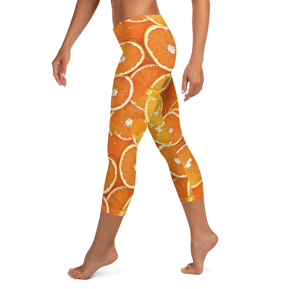 Orange Slices Tropical Vibes Capri Leggings