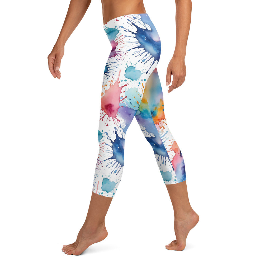 Water Color Splash Capri Leggings