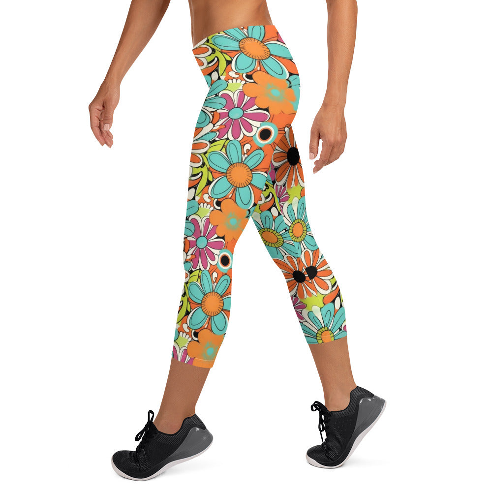 Spring Flower Vibes Capri Leggings