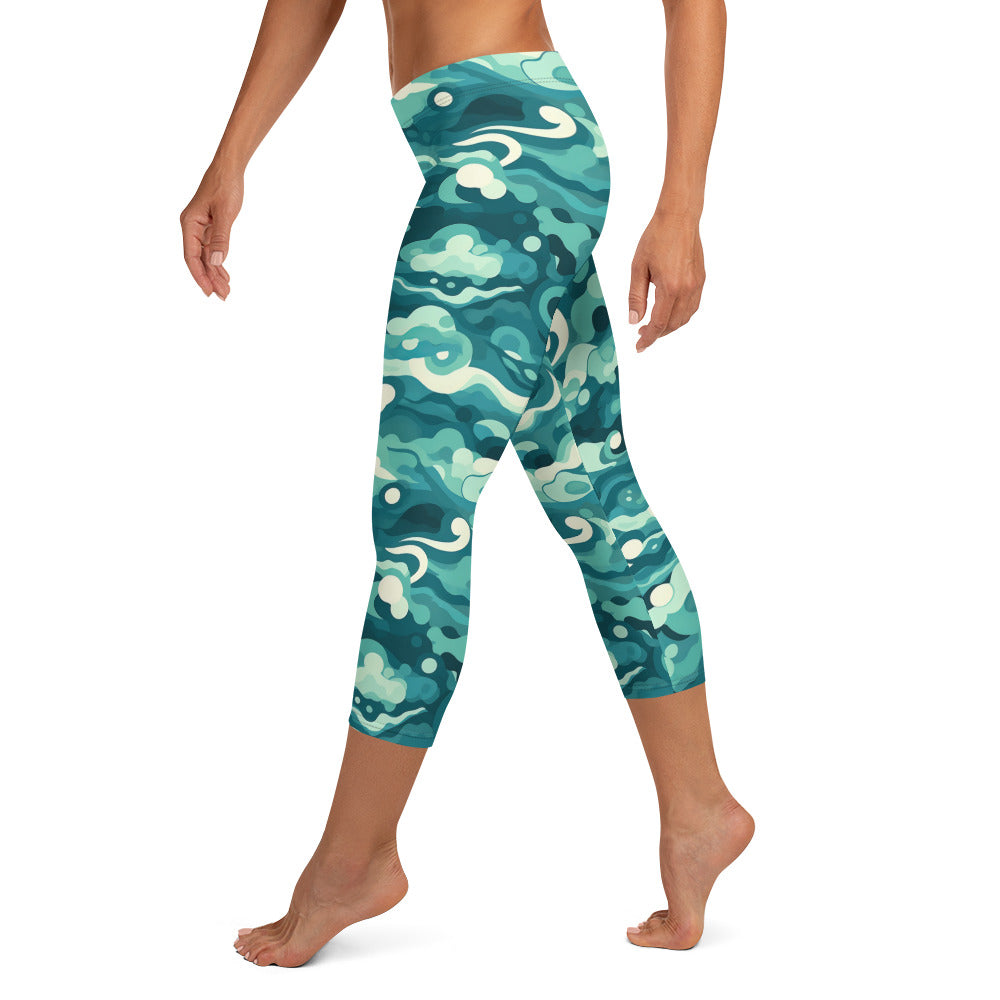 Ocean Waves Capri Leggings