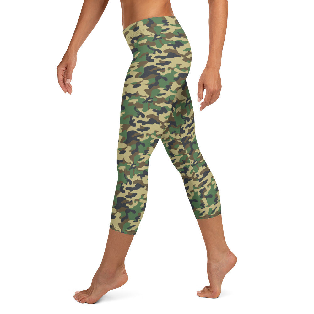 Classic Green Camo Capri Leggings