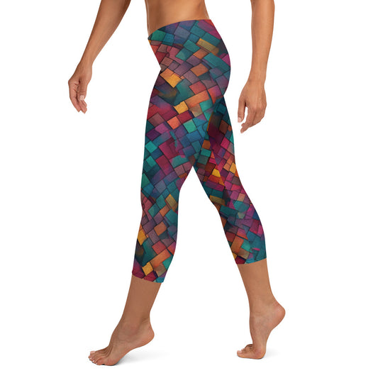 Colorful Geometric Pattern Capri Leggings