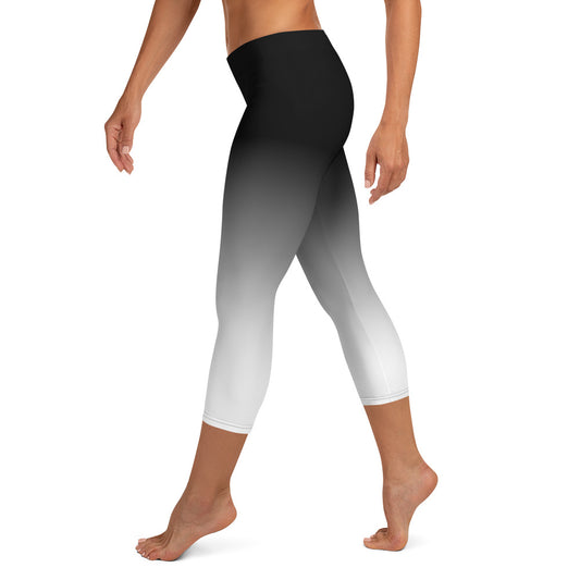 Ombre Black to White Capri Leggings