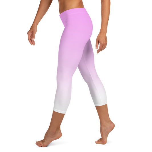 Ombre Pink to White Capri Leggings