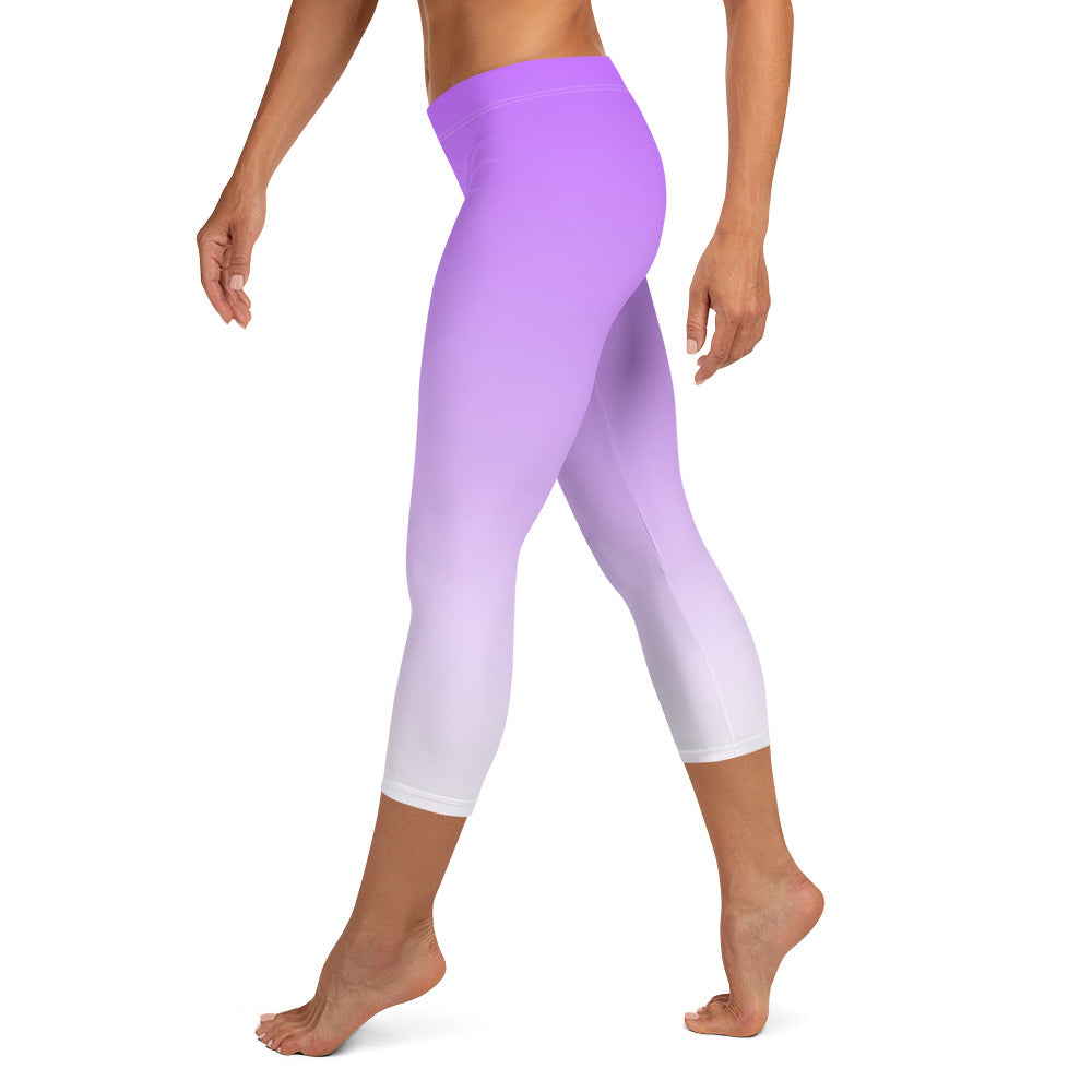 Ombre Purple to White Capri Leggings