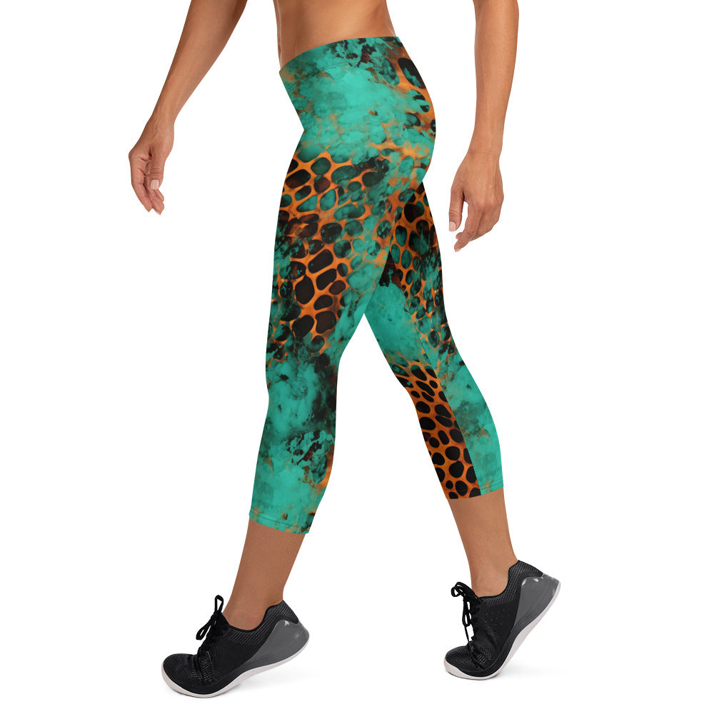 Rustic Leopard Print Capri Leggings