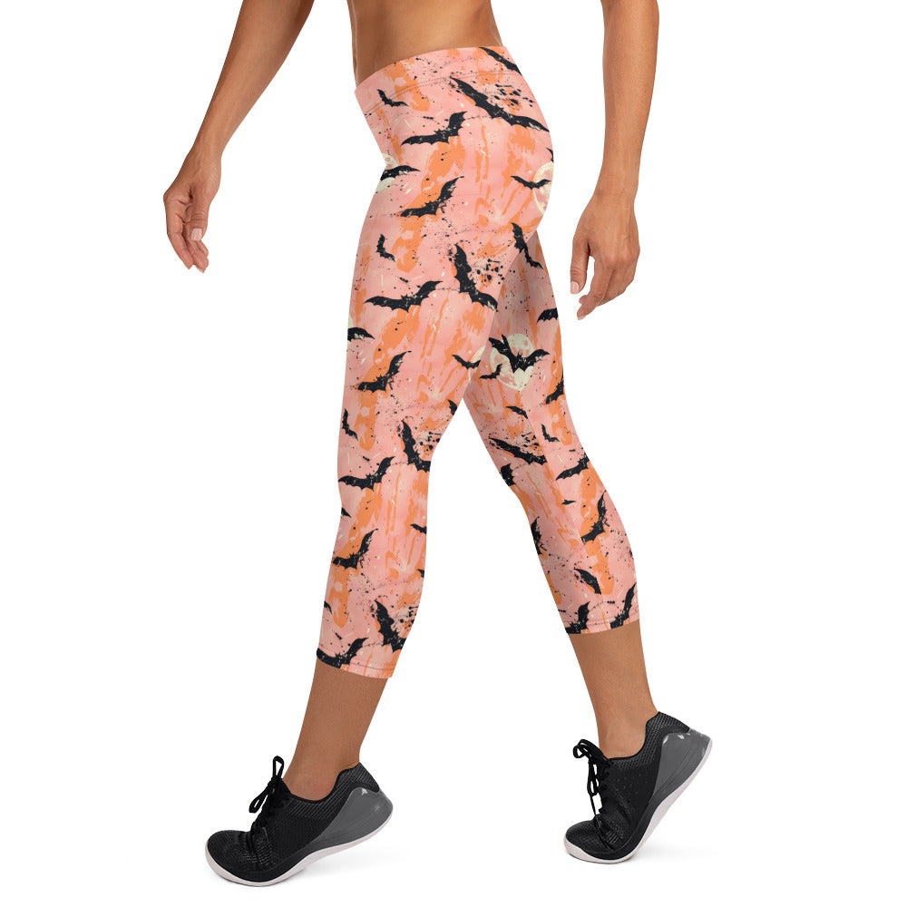 Spooky Bats Halloween Capri Leggings