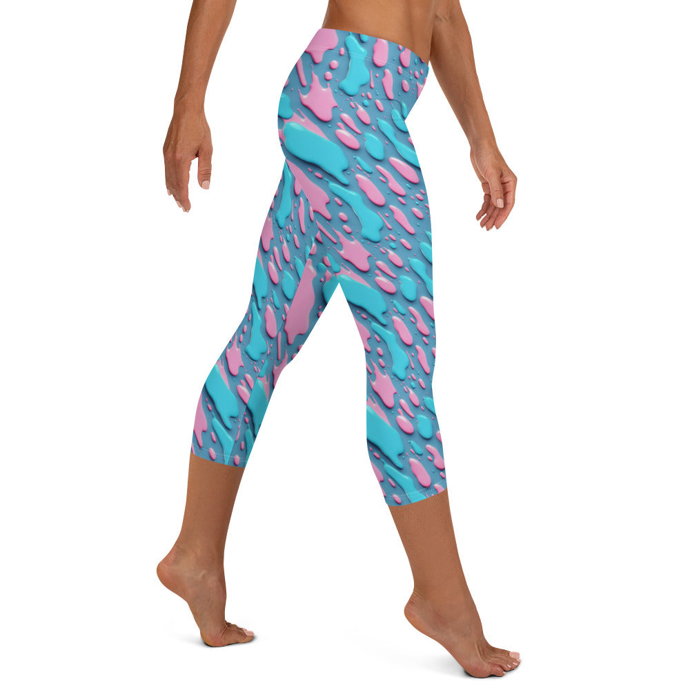 Pestle and Pink Color Splash Capri Leggings