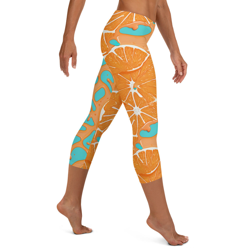 Orange Splash Capri Leggings