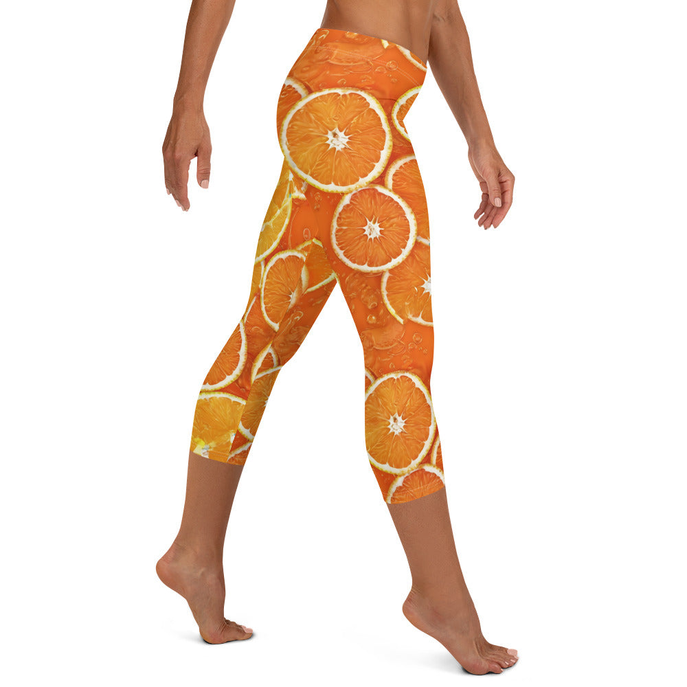 Orange Slices Tropical Vibes Capri Leggings