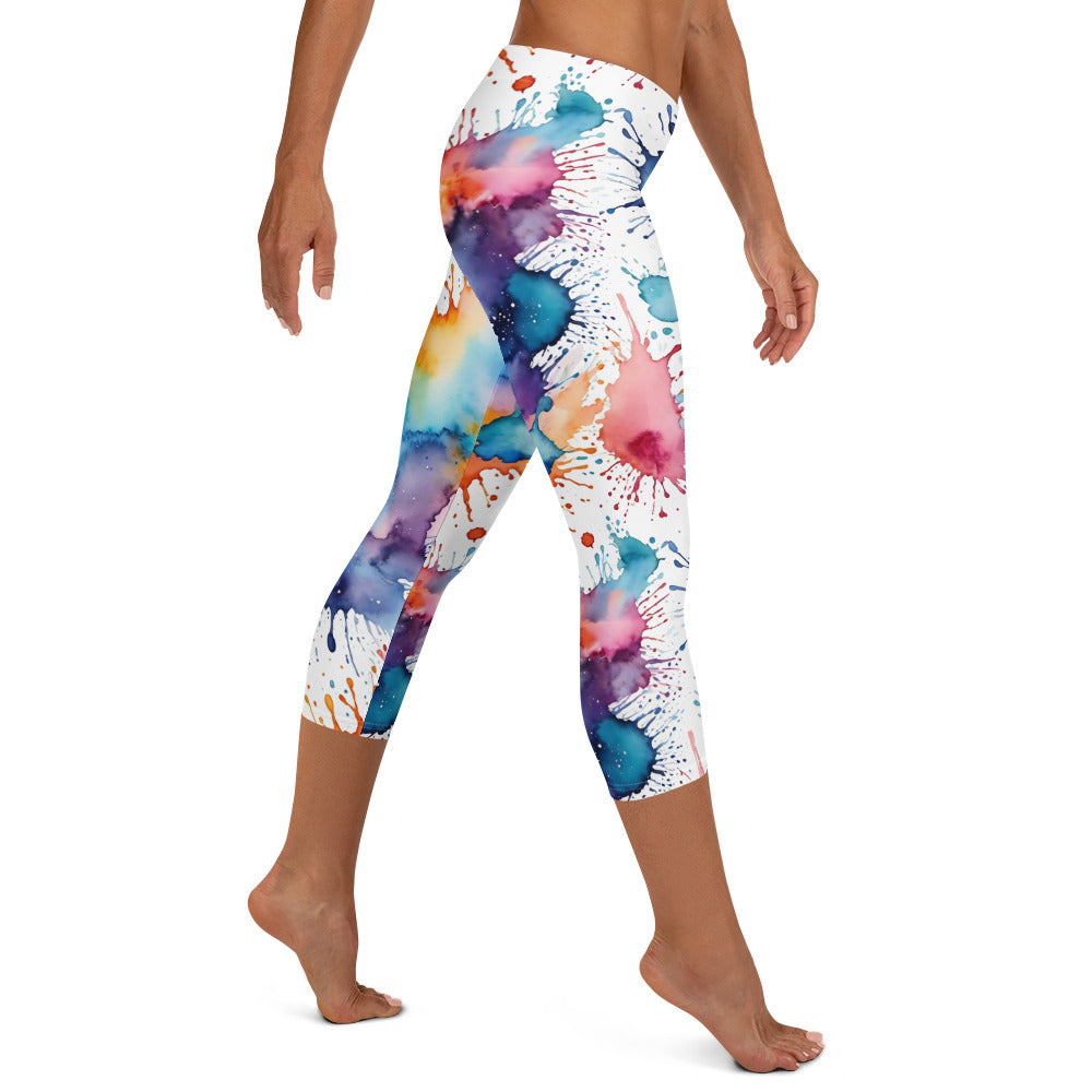 Water Color Splash Capri Leggings