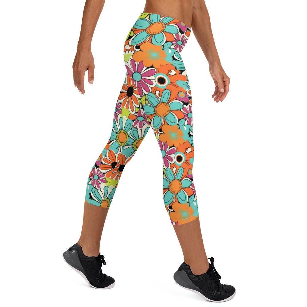 Spring Flower Vibes Capri Leggings