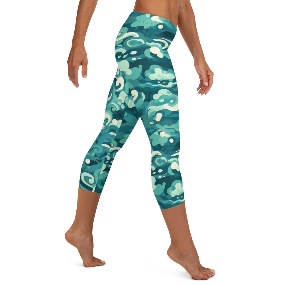 Ocean Waves Capri Leggings