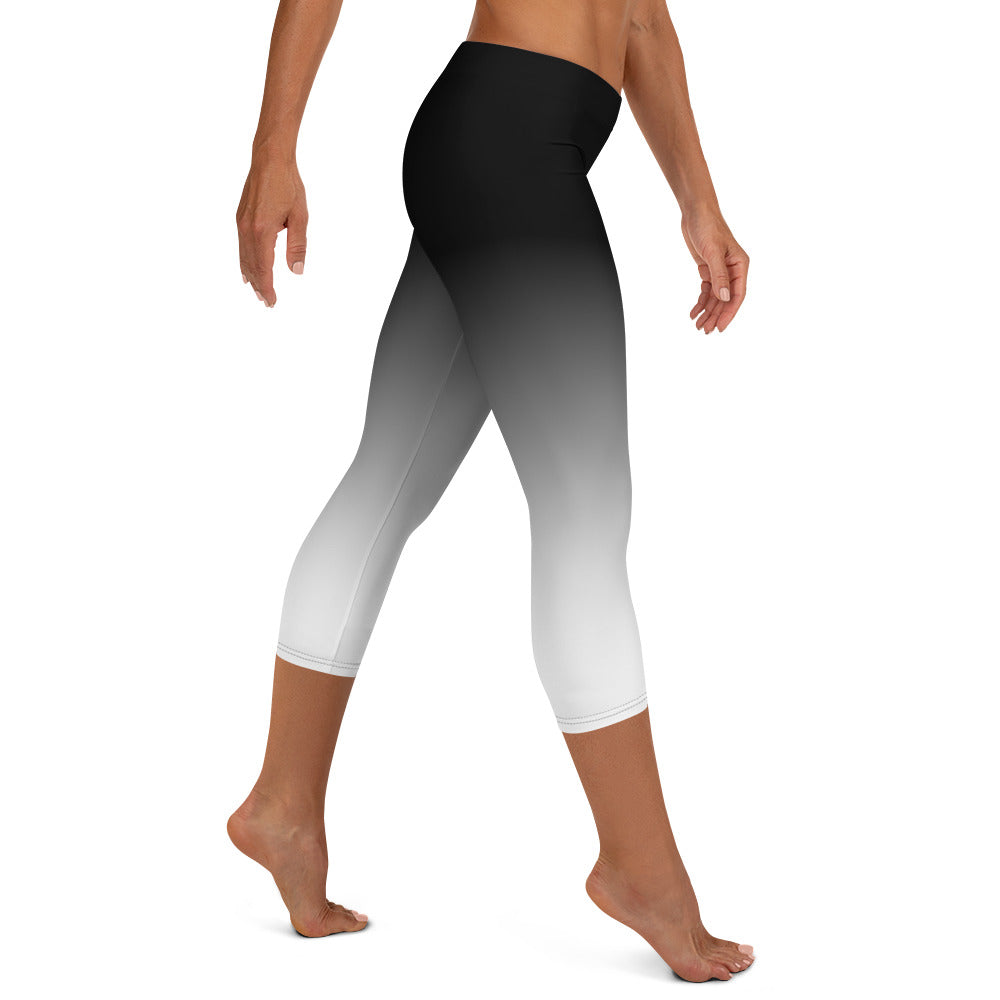 Ombre Black to White Capri Leggings