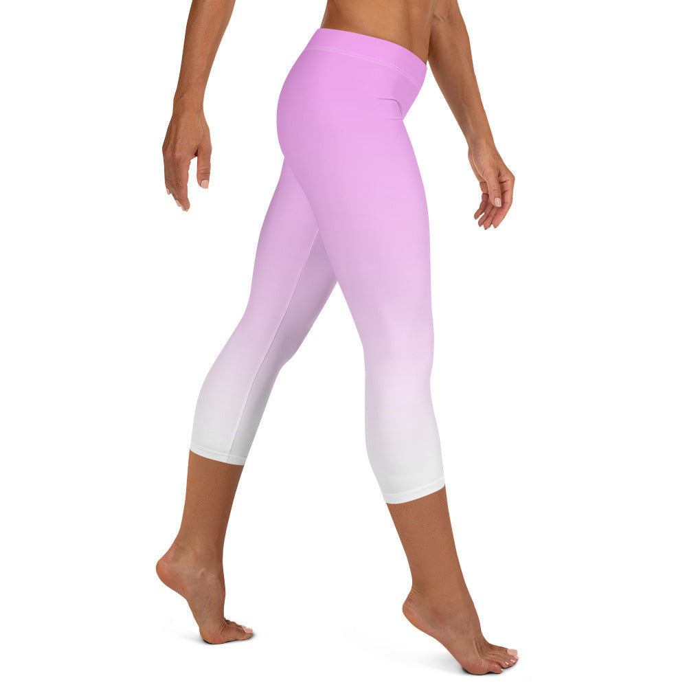 Ombre Pink to White Capri Leggings