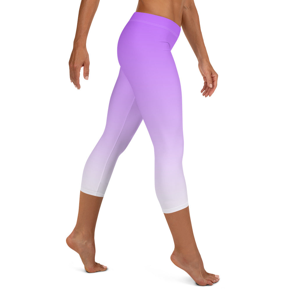 Ombre Purple to White Capri Leggings