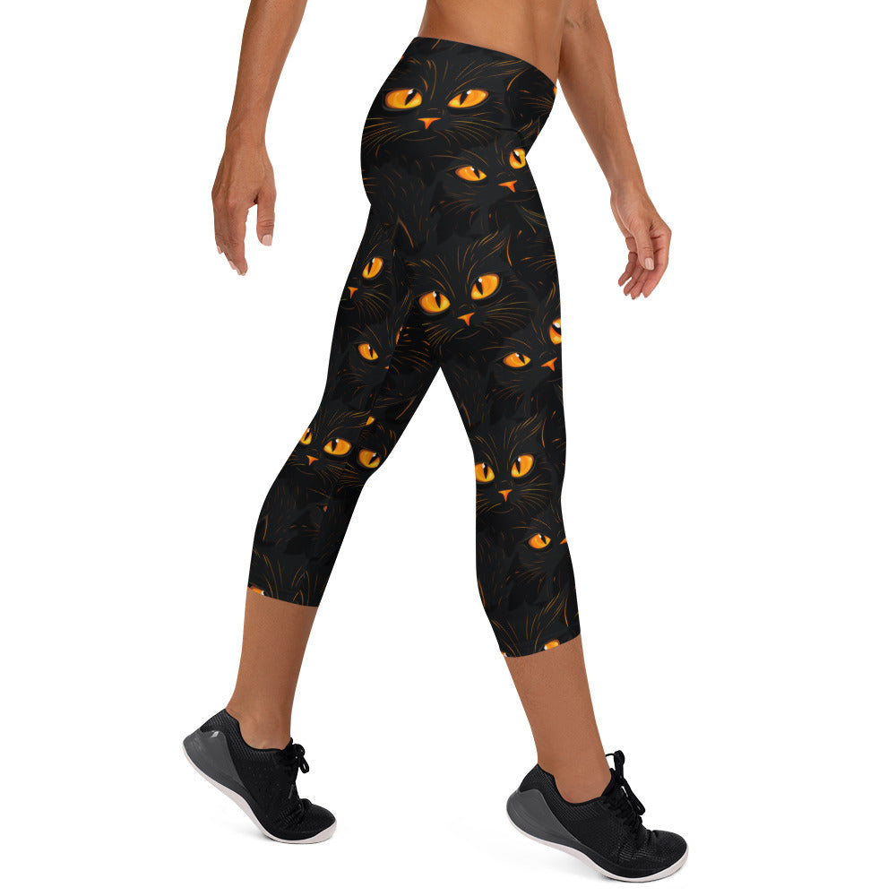 Spooky Cat Eyes Capri Leggings