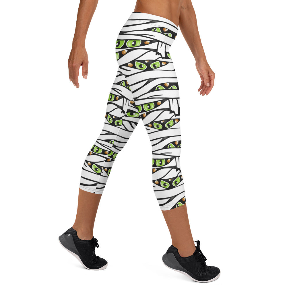 Spooky Eyes Mummy Capri Leggings